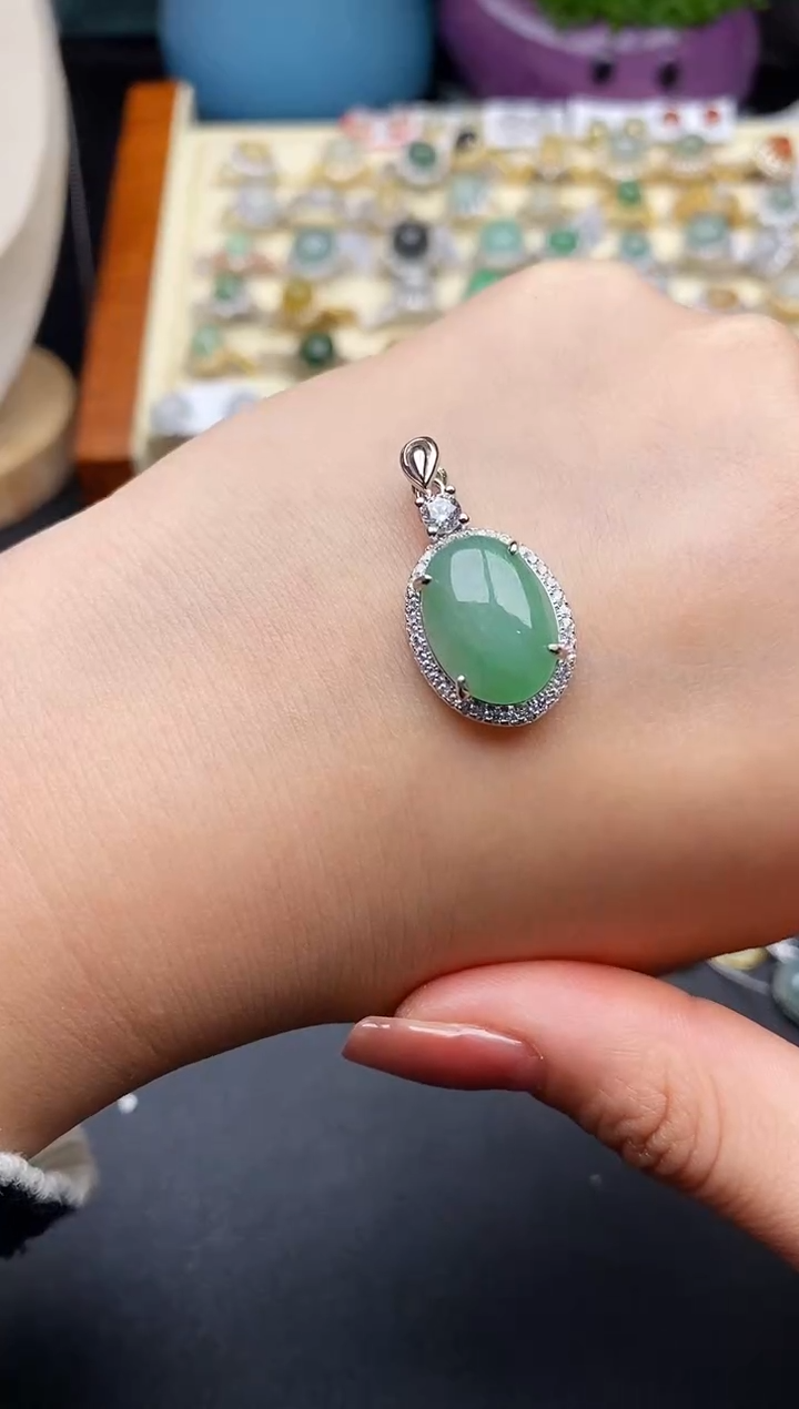 翡翠银S925镶嵌戒指5555555+6