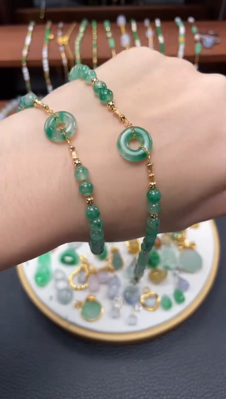 【闪购商品】石英质玉套链18K金镶嵌多样性发货一个  JK677