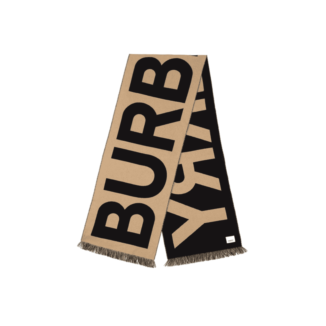 BURBERRY/博柏利大字母Logo徽标羊毛提花绒线围巾 卡其色