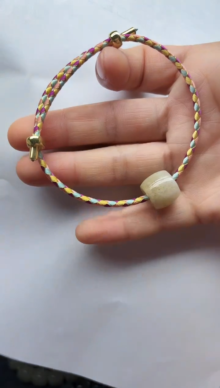 未镶嵌手链和田玉糖白绳串