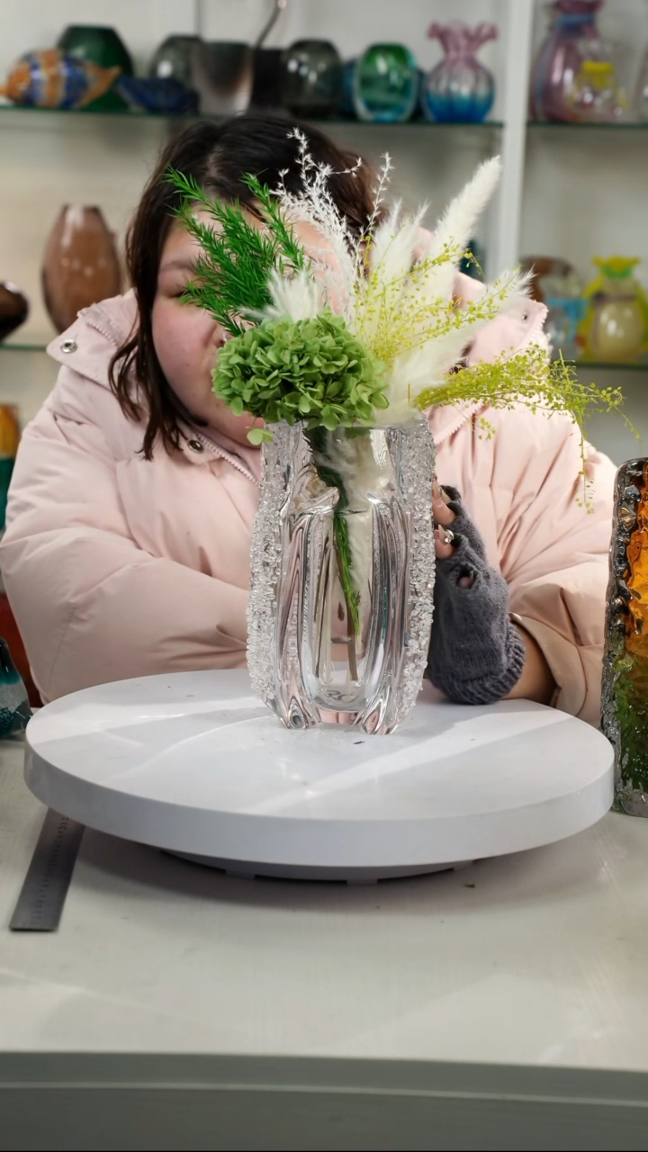 【闪购商品】琉璃【弘扬】高轻奢琉璃花器高25正常手工痕迹