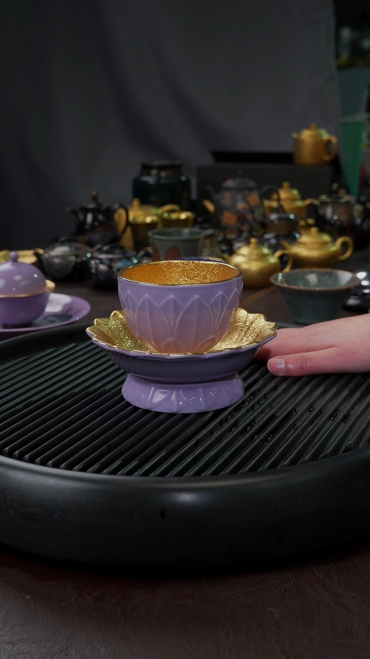 【闪购商品】杯【宜景窑烟幕紫鎏金系列】花开见佛