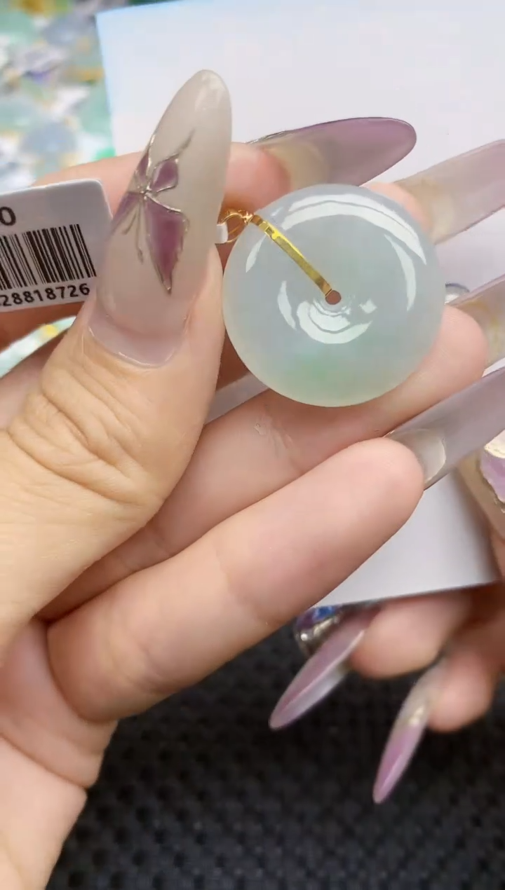 翡翠挂件18K金镶嵌517   天然翡翠A货