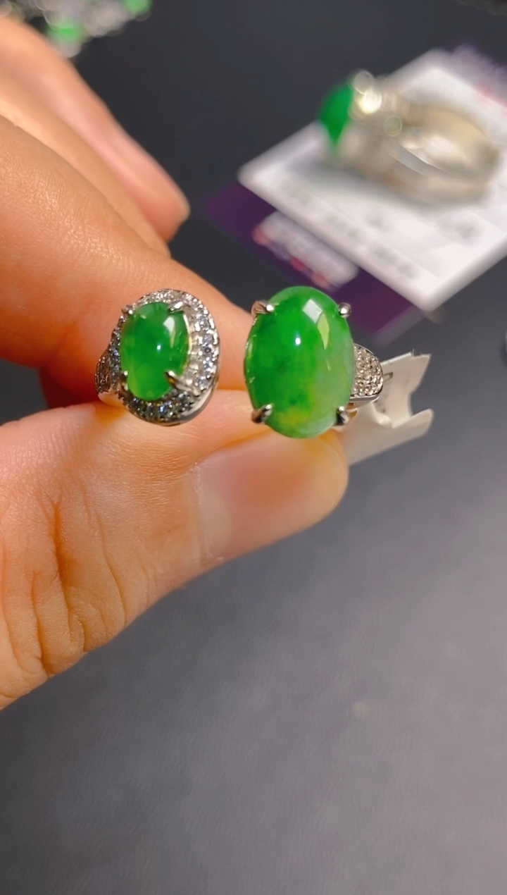 翡翠银S925镶嵌耳饰天然A货翡翠1