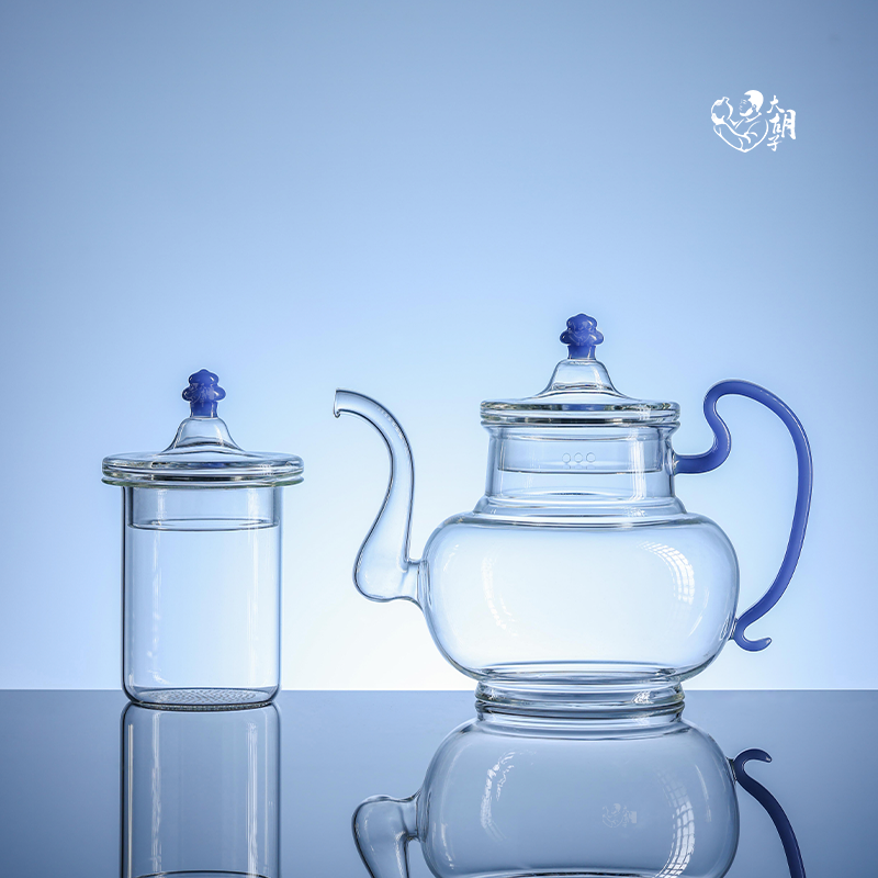 魏小玻 高硼硅 玻璃「汝蓝」圆融煮茶壶套组 煮水壶