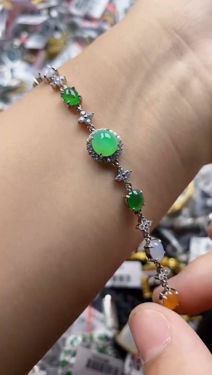 翡翠戒指银S925镶嵌2222--1