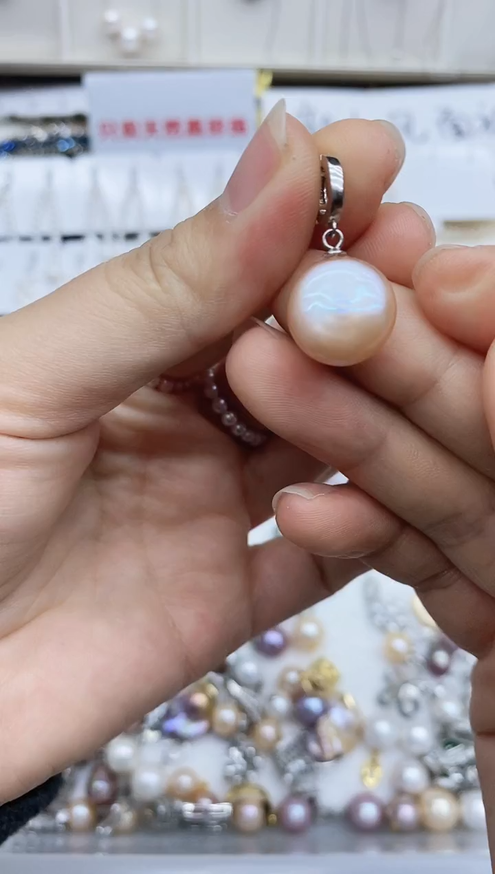吊坠(不含链)银S925镶嵌淡水珍珠吊坠