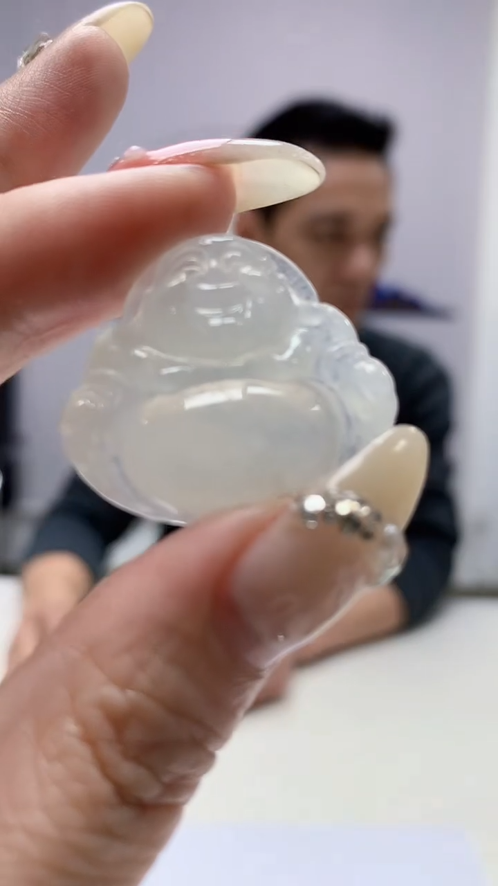 【闪购商品】定制翡翠未镶嵌3916DD-毛货挂件佛公赠金扣85