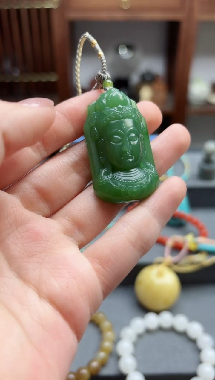 【闪购商品】和田玉吊坠未镶嵌碧玉观音吊坠XY