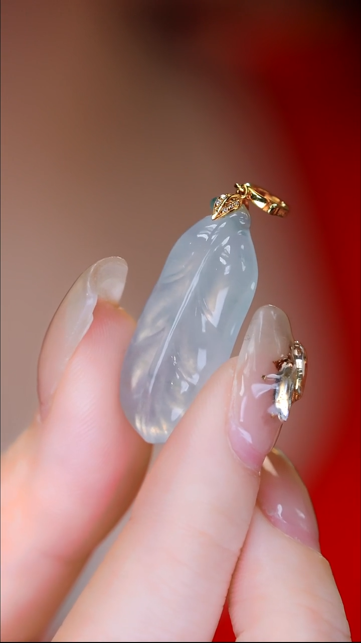 吊坠(不含链)18K金镶嵌翡翠14