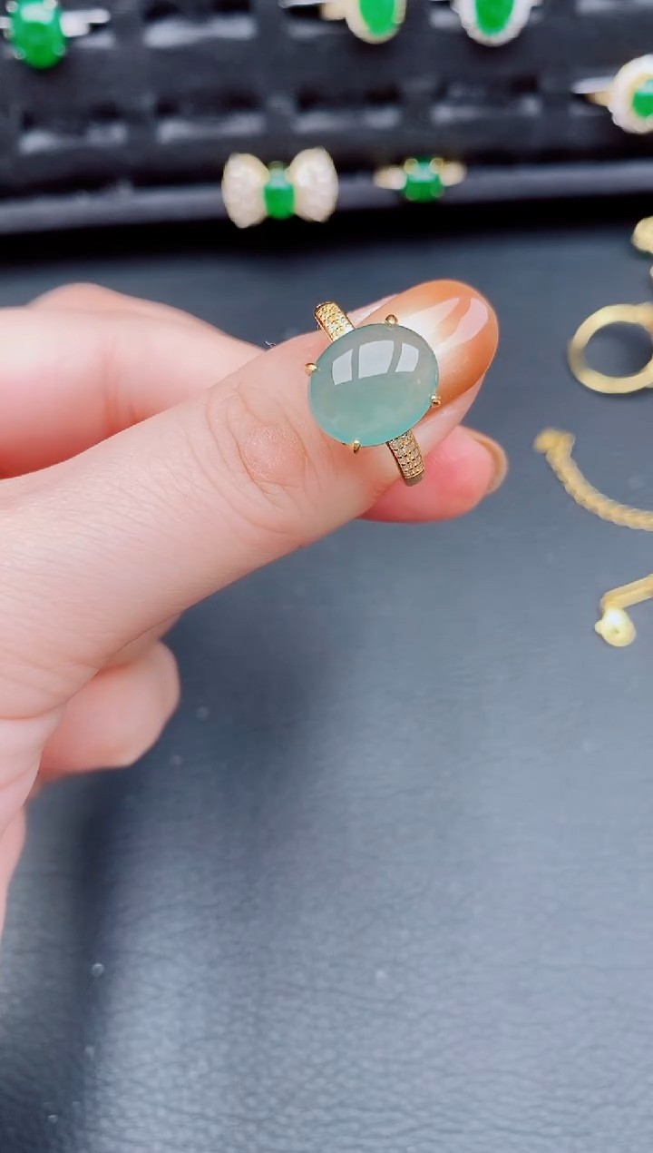 【闪购商品】翡翠戒指银S925镶嵌天然a货翡翠219