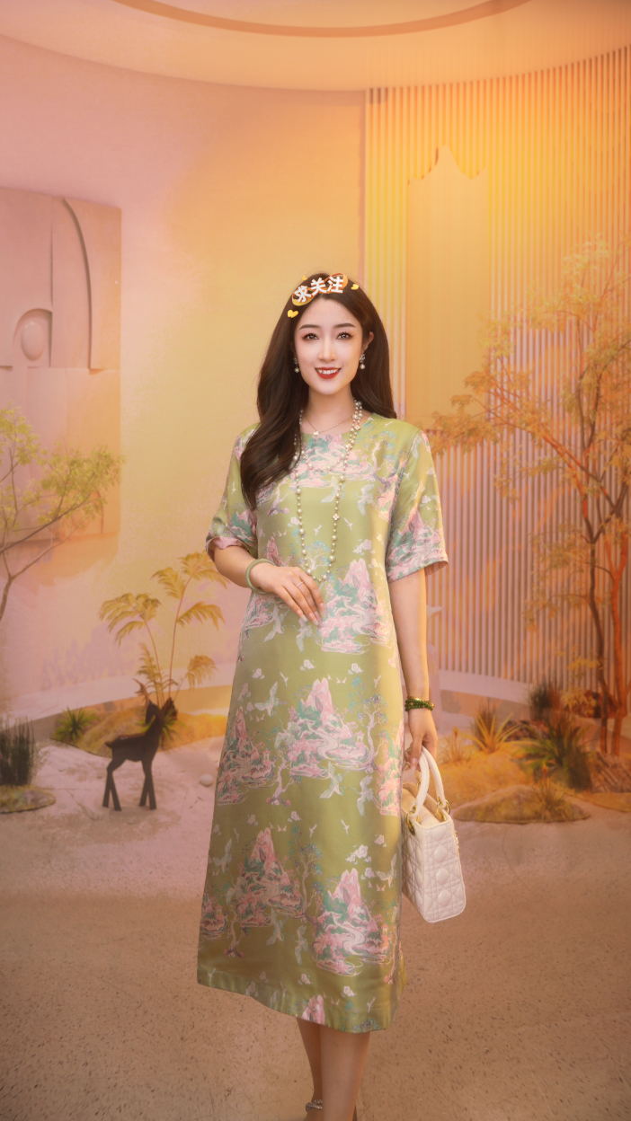 富春山水|新中式改良款双面穿女装中长款连衣裙2025B812奇奇