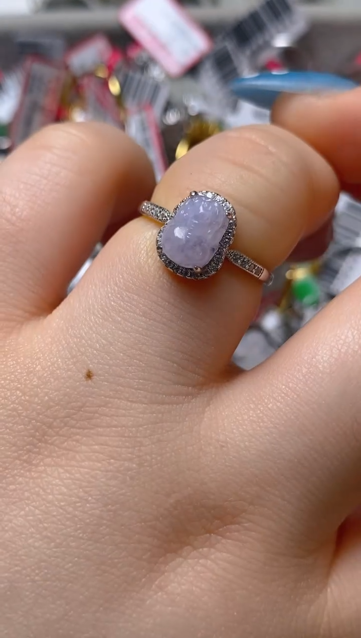 银S925镶嵌戒指翡翠百内无证书