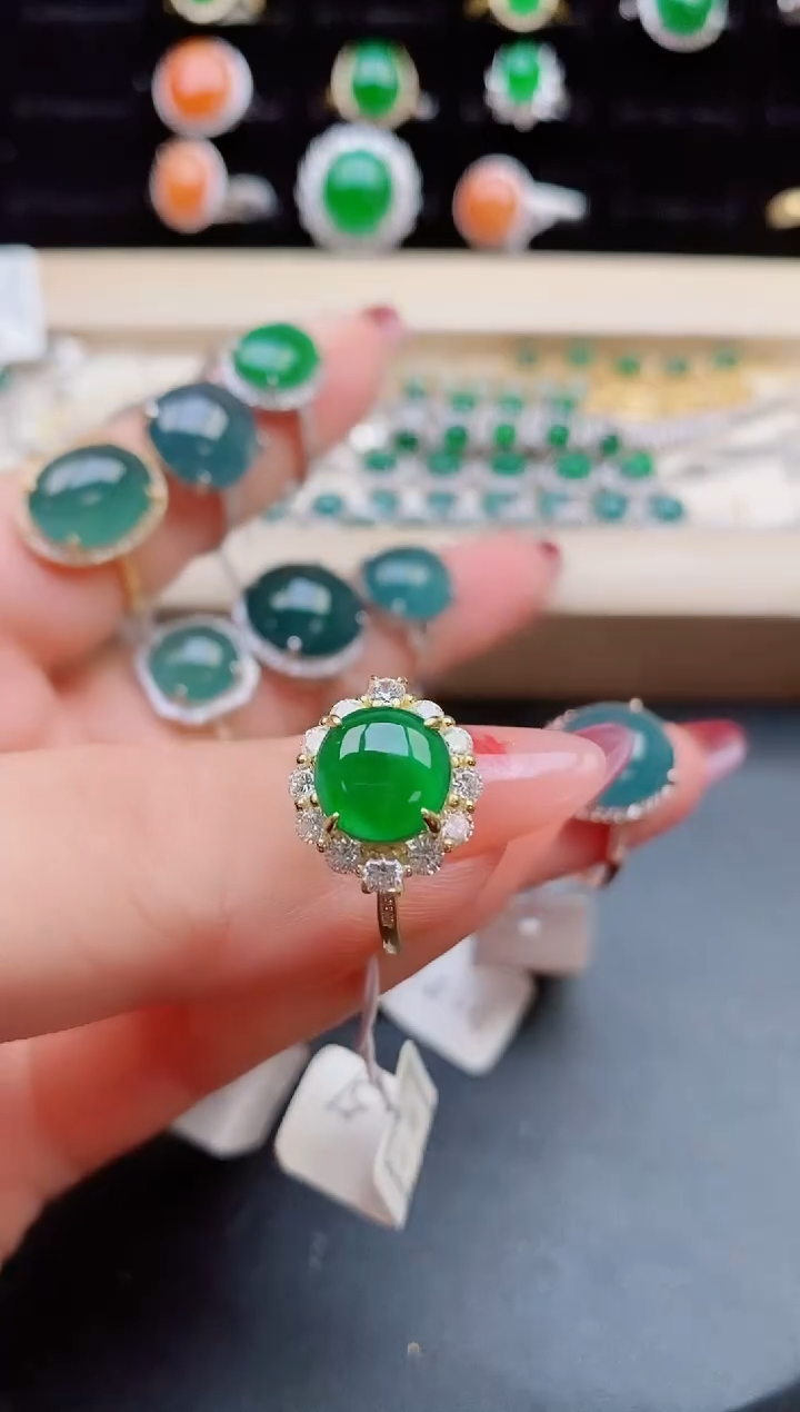 【闪购商品】翡翠戒指银S925镶嵌080550