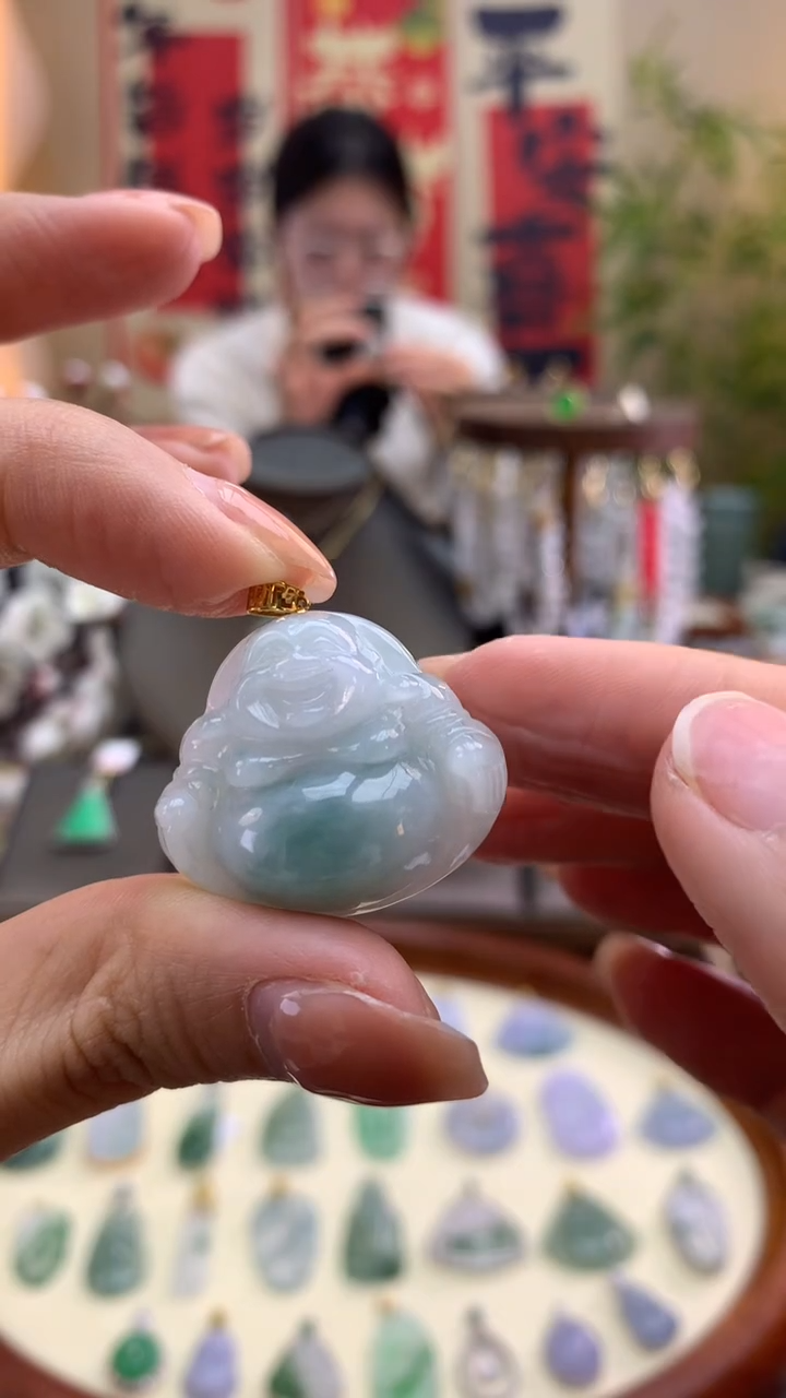 【闪购商品】翡翠颈饰18K金镶嵌佛公