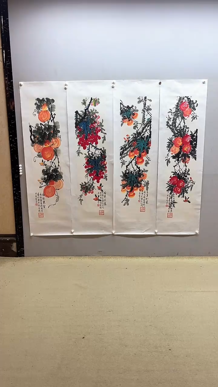 【闪购商品】国画张金专 花鸟四条屏