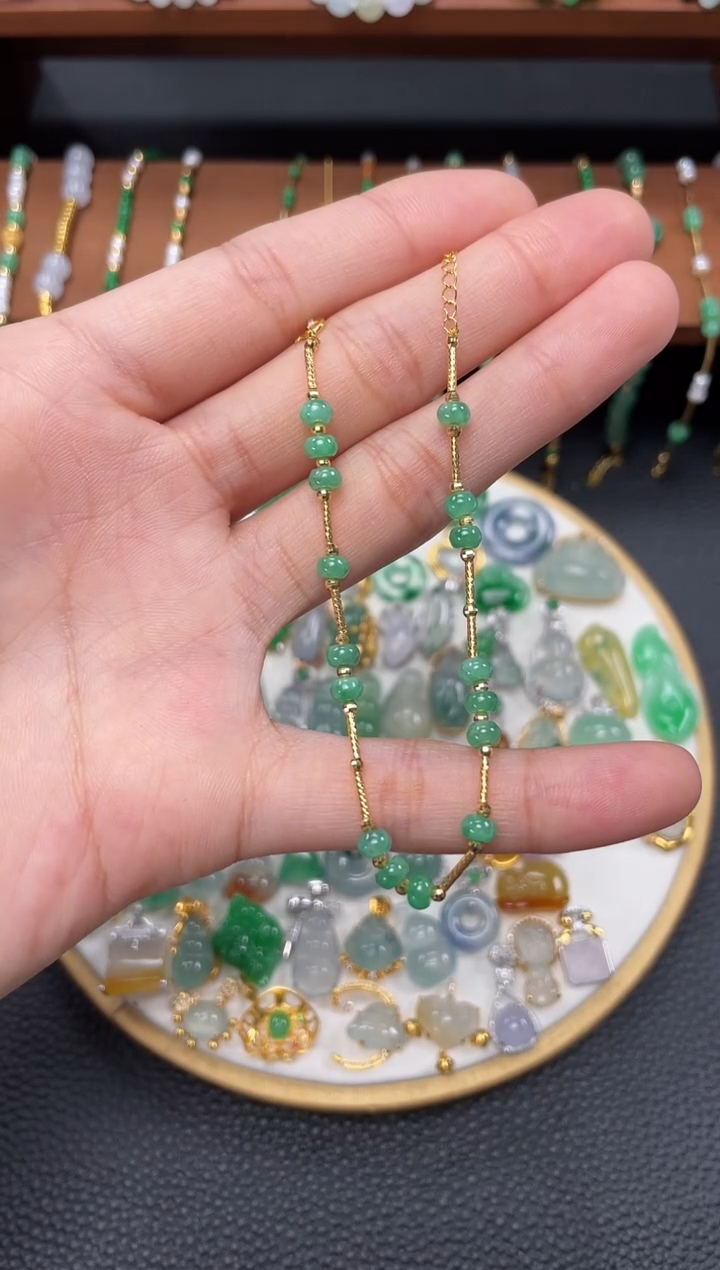 【闪购商品】翡翠套链18K金镶嵌一个  JK680