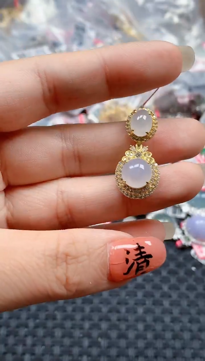 银S925镶嵌戒指翡翠天然A货缅甸翡翠