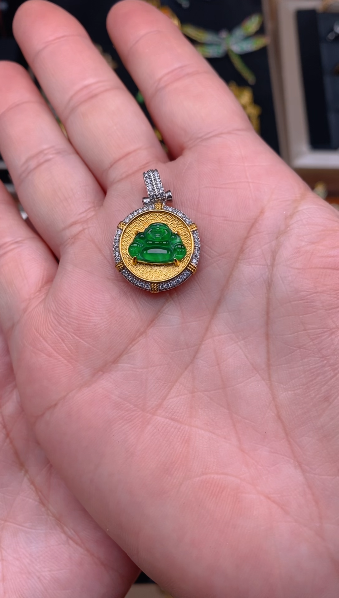 【闪购商品】翡翠吊坠(不含链)银S925镶嵌佛公