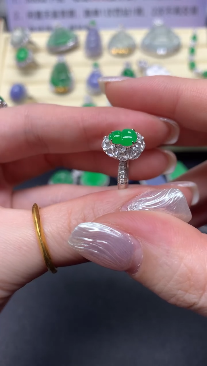 【闪购商品】翡翠戒指18K金镶嵌戒指|7500+750