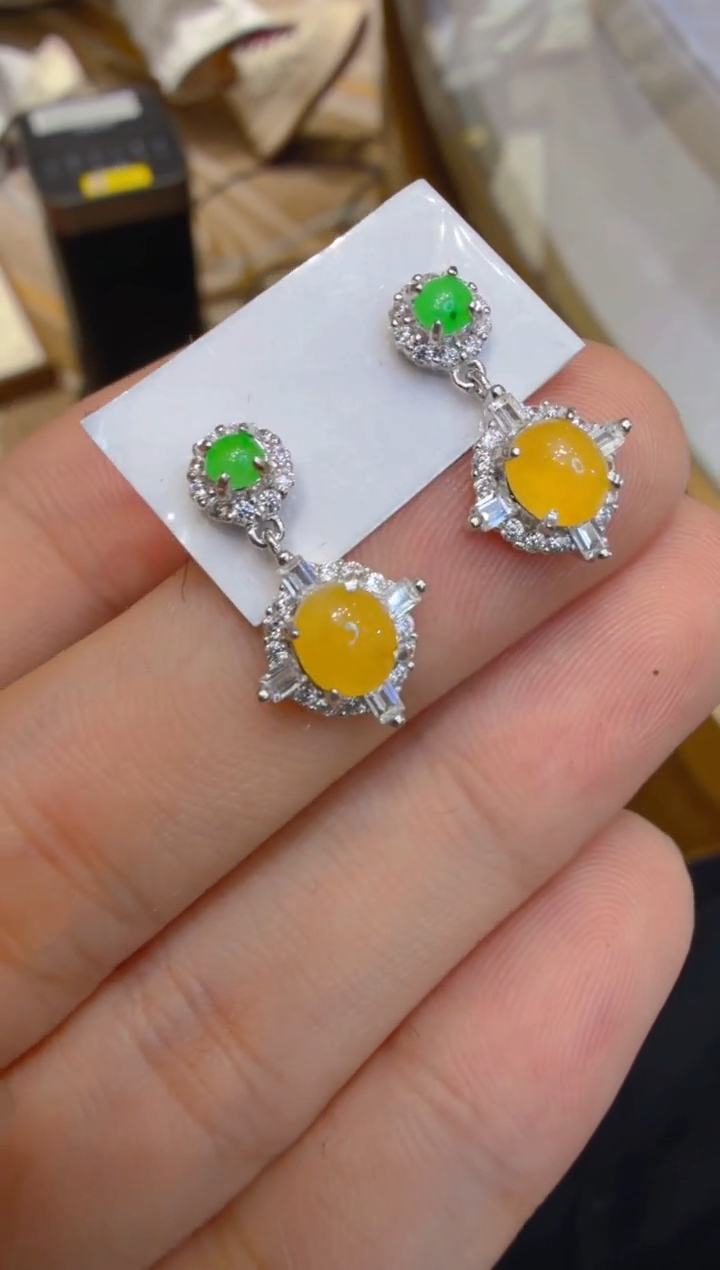 银S925镶嵌翡翠耳饰多样性团购发一件