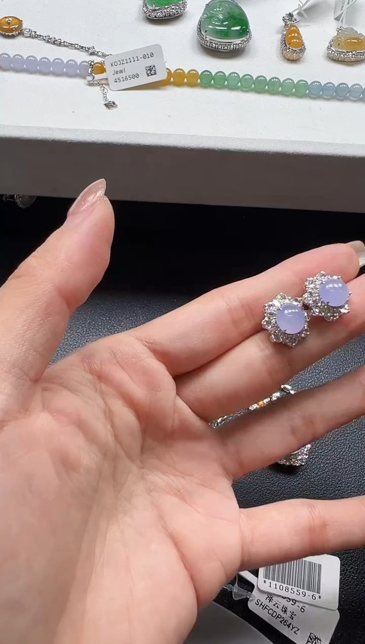 18K金镶嵌翡翠耳饰KXLJ1111-021