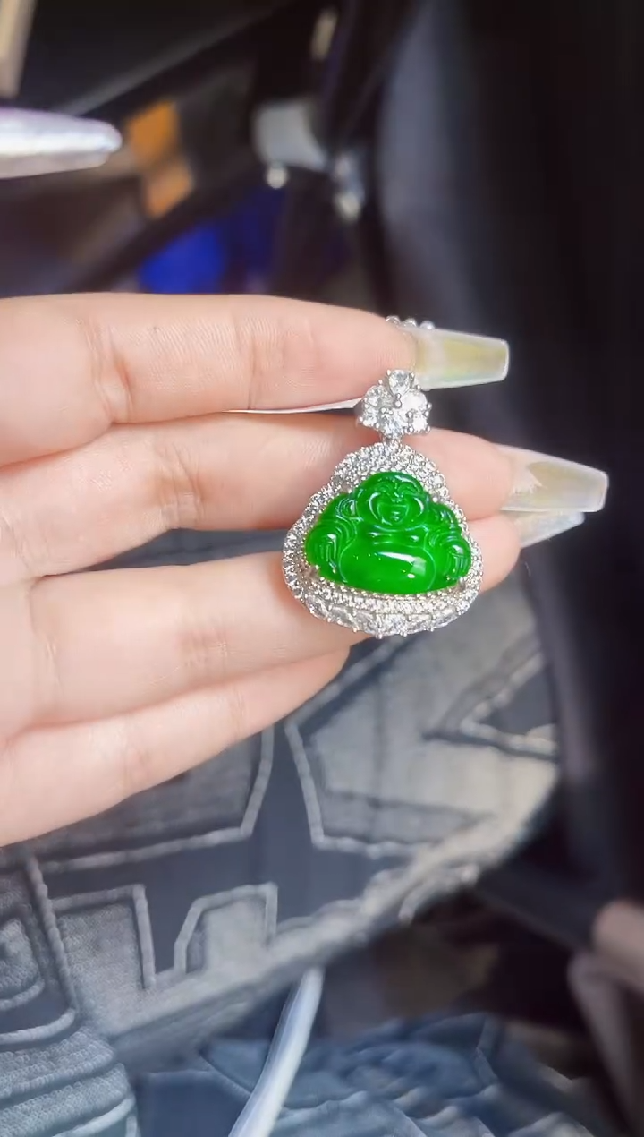 【闪购商品】翡翠颈饰银S925镶嵌佛公吊坠