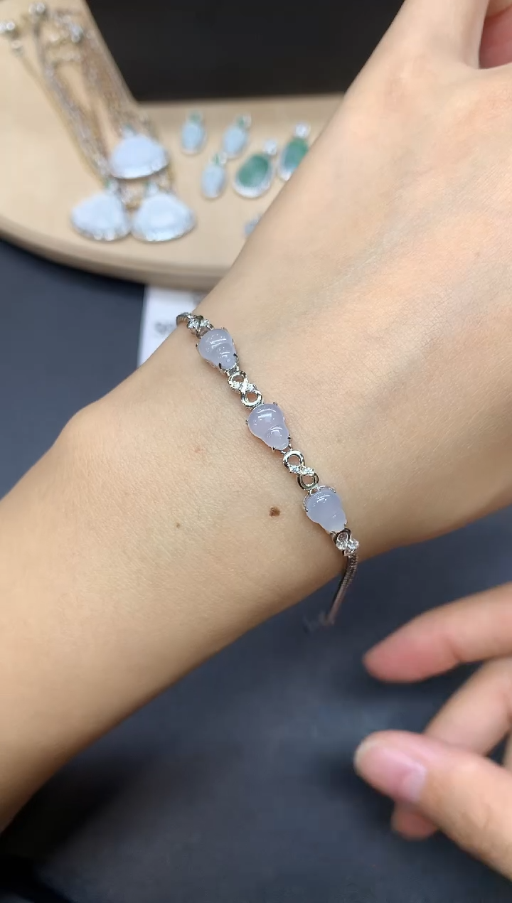 【闪购商品】翡翠手链银S925镶嵌葫芦【多样性发其一】