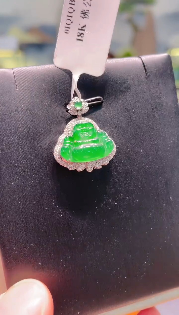 【闪购商品】翡翠颈饰18K金镶嵌Z42天然A货翡翠