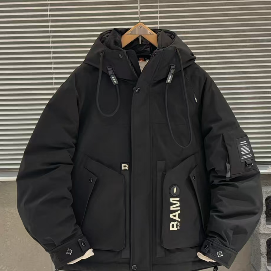 （朱）冬装男士冬季保暖时尚收口袖连帽休闲男装外穿2577