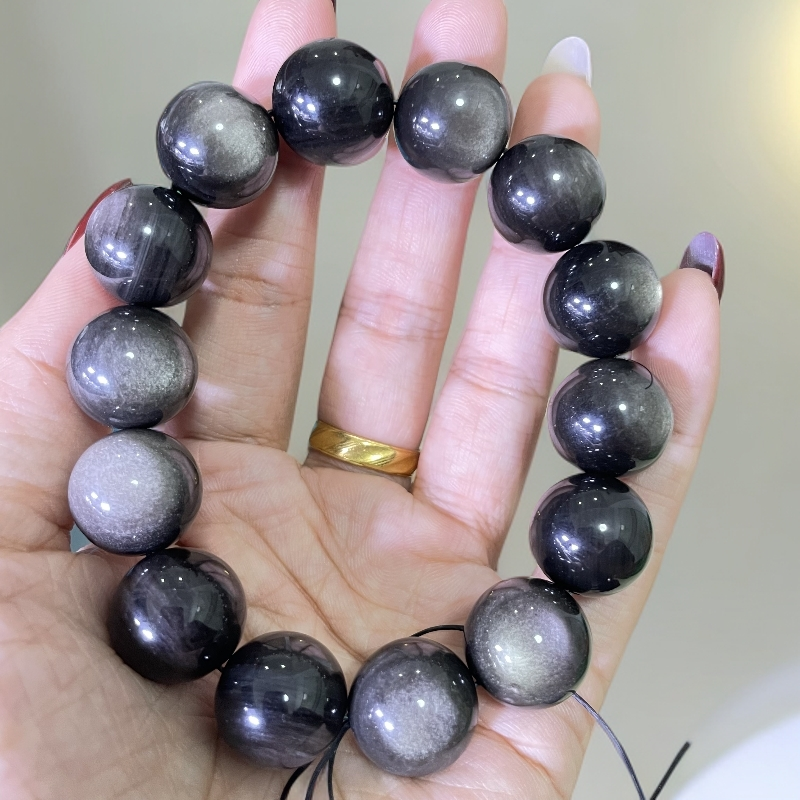 银曜石猫眼单圈简约大气百搭男女情侣手串辟邪招米手串女款男款