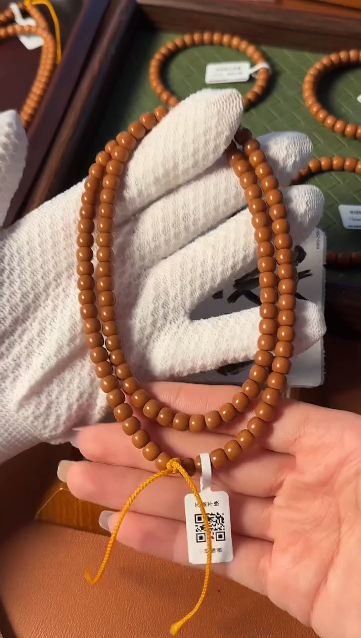 手串橄榄核【168核尖】6.6mm老挝核尖老型108三花面无白 树王老料