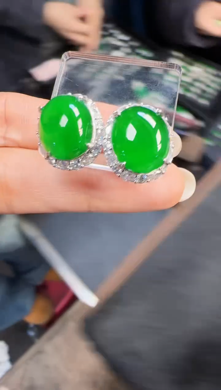 未镶嵌定制翡翠翡翠耳环138