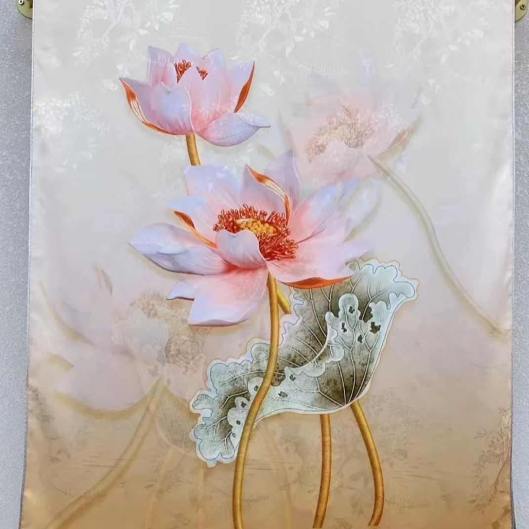 A310【荷韵悠悠】时尚百搭春夏古风日常丝巾70*180