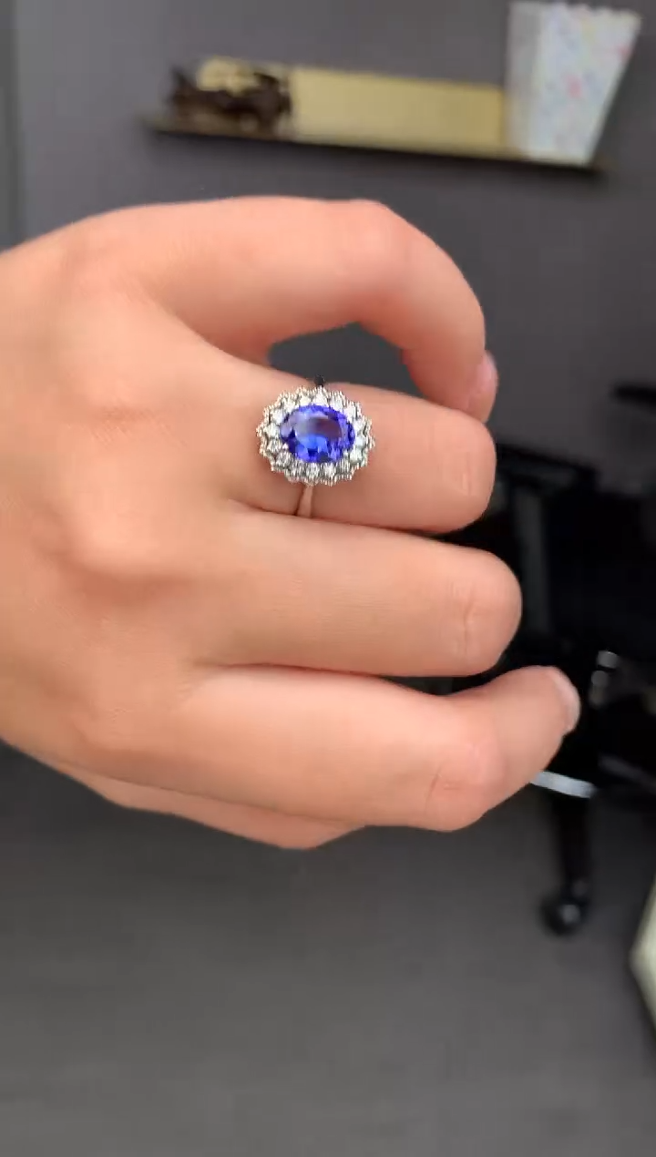 【闪购商品】坦桑石戒指18K金镶嵌2ct坦桑