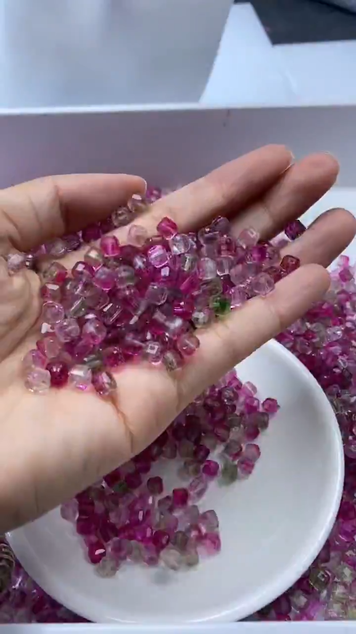 颈饰未镶嵌水晶W1634西瓜碧玺方糖5mm*15颗