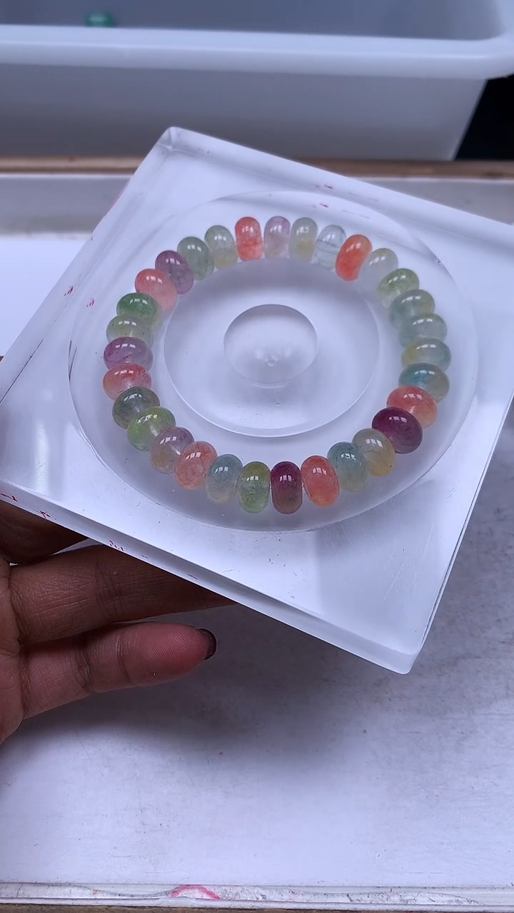 未镶嵌散珠碧玺E671 七彩碧玺大算盘10*6mm10颗8元