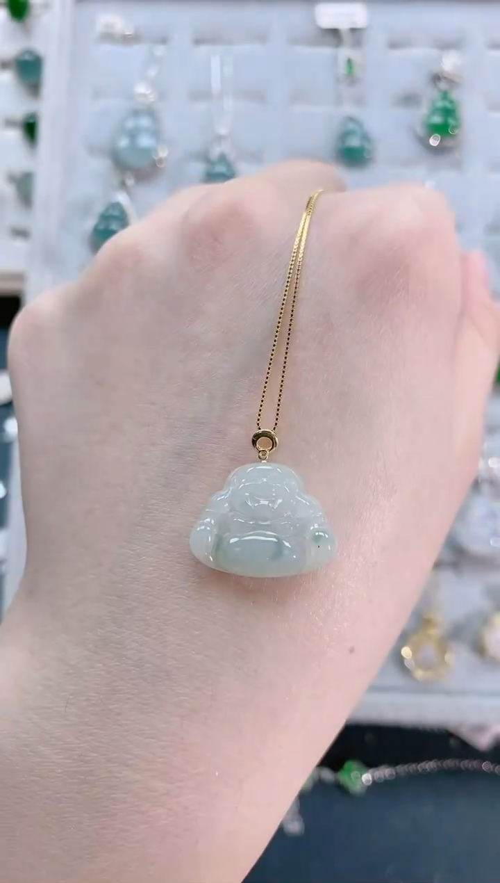 【闪购商品】翡翠颈饰18K金镶嵌天然翡翠