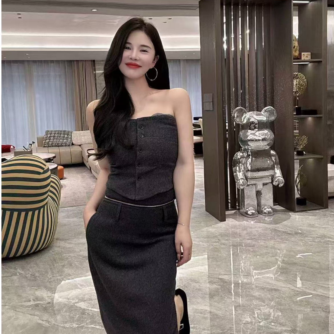 气质韩版百搭套装 （现货）     性感时尚显瘦修身百搭气质套装女