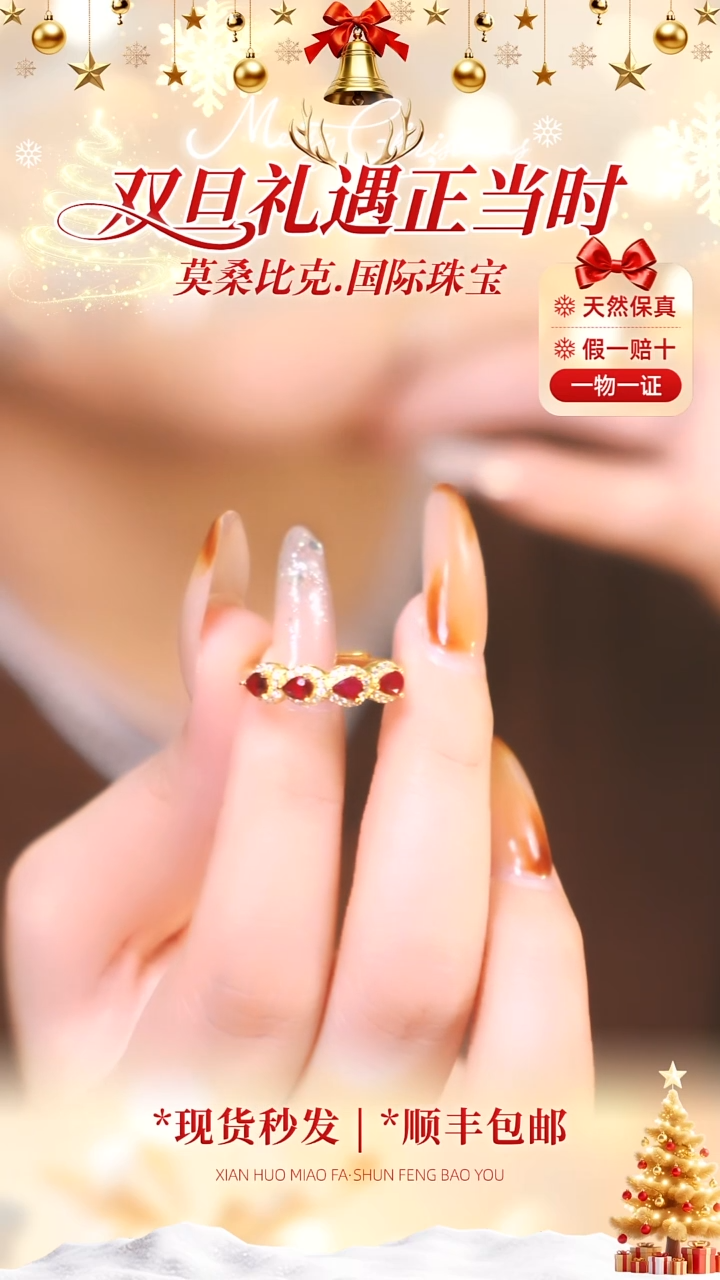 银S925镶嵌戒指红宝石003天然红宝石-
