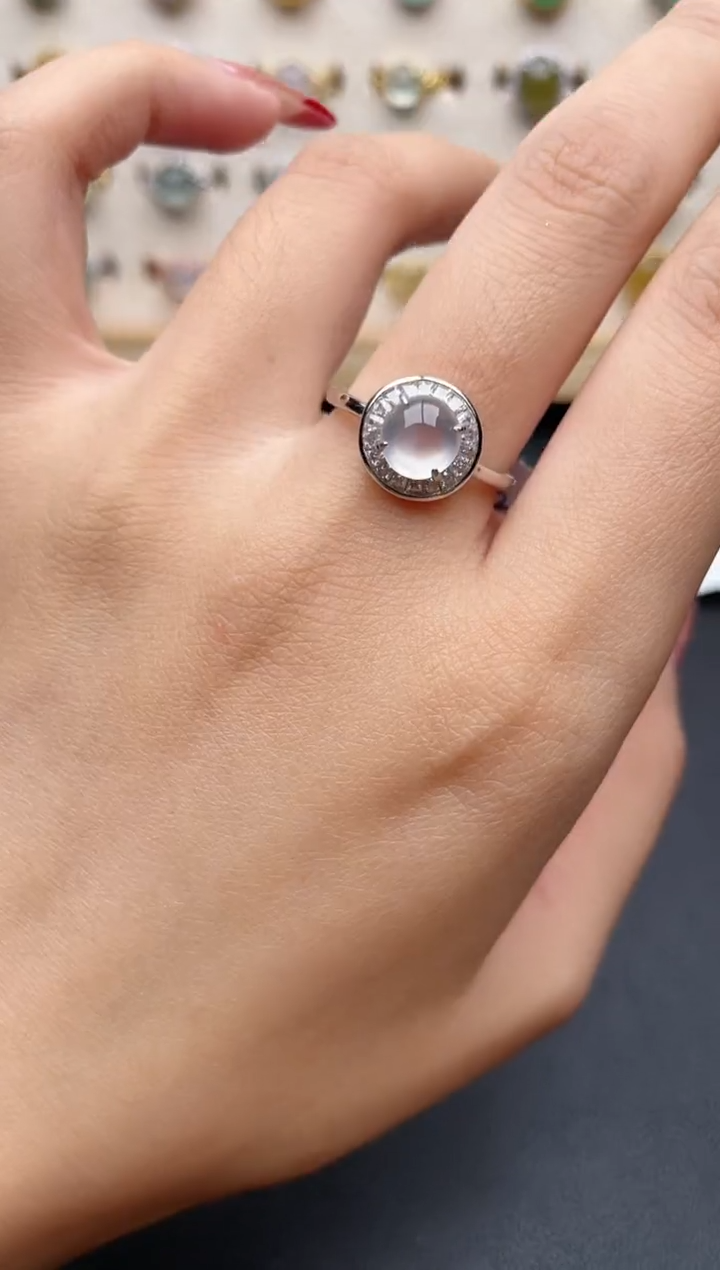 【闪购商品】翡翠戒指银S925镶嵌一物一证一礼盒