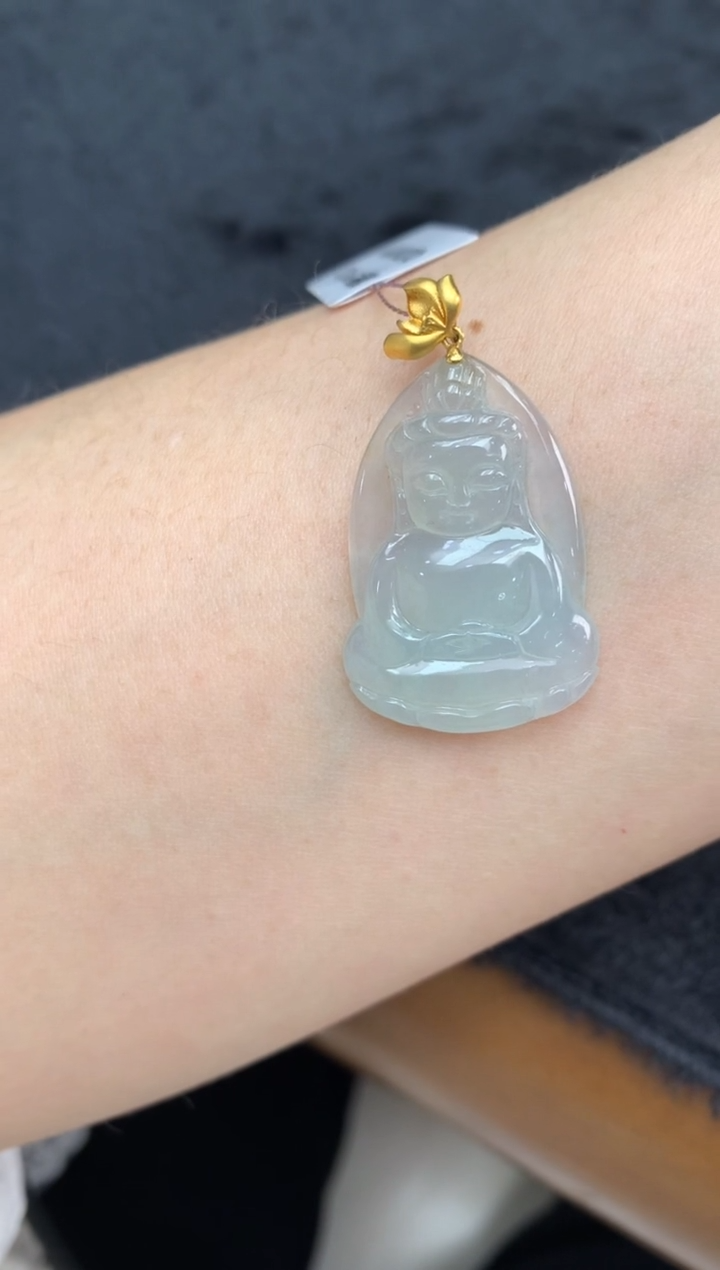 【闪购商品】翡翠颈饰18K金镶嵌宝宝观音