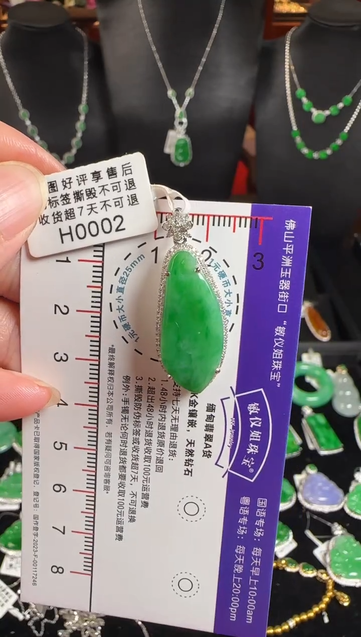 颈饰18K金镶嵌翡翠H0002绿福瓜