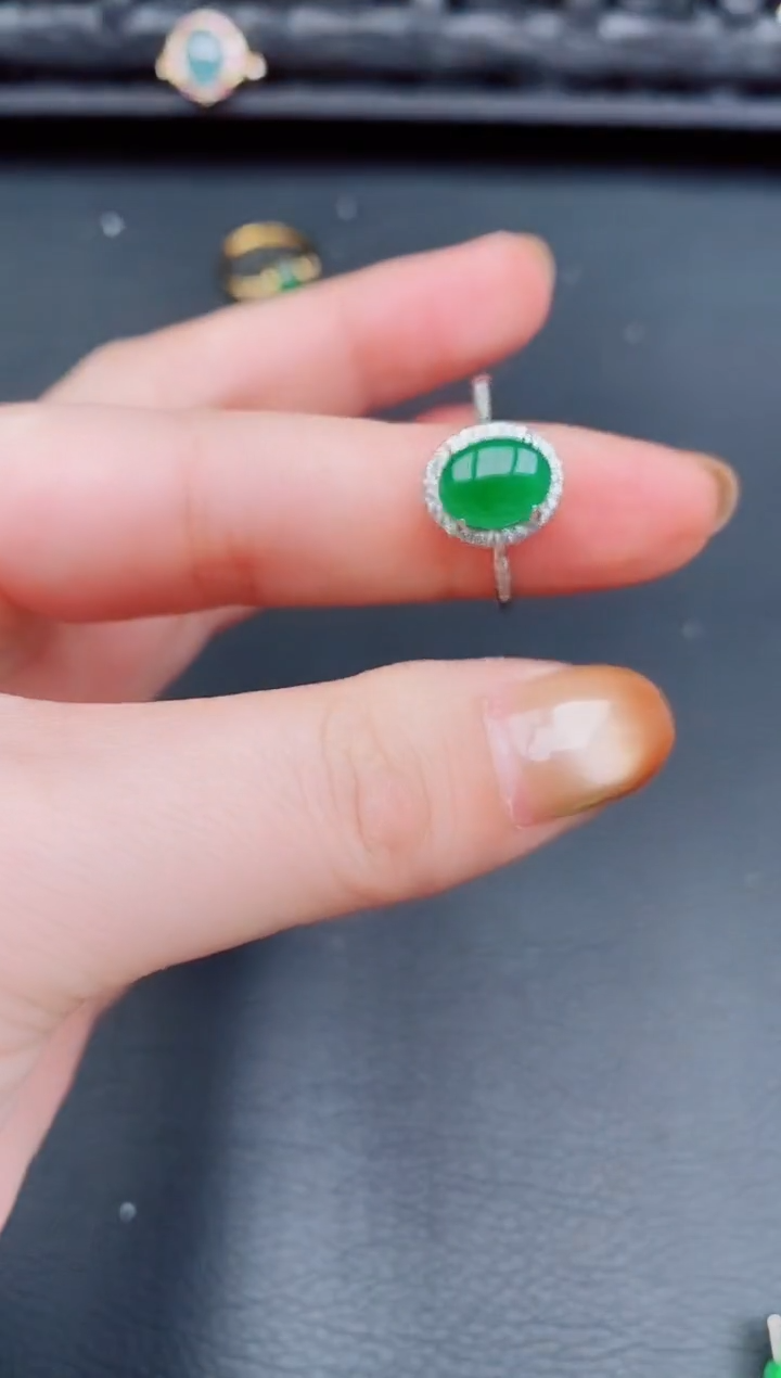 【闪购商品】翡翠戒指银S925镶嵌天然a货翡翠325