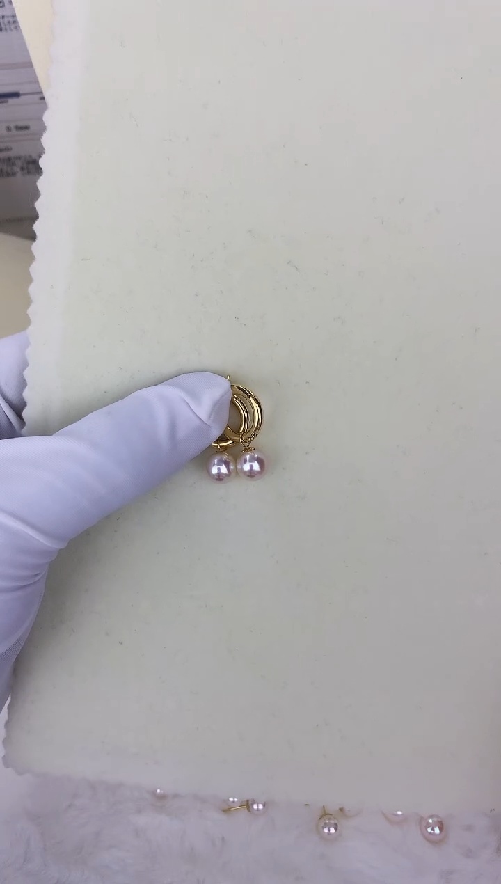 18K金镶嵌海水珍珠DA GD057 7-8 耳扣