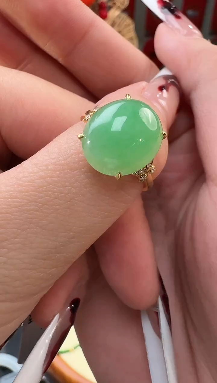 【闪购商品】翡翠颈饰18K金镶嵌戒指