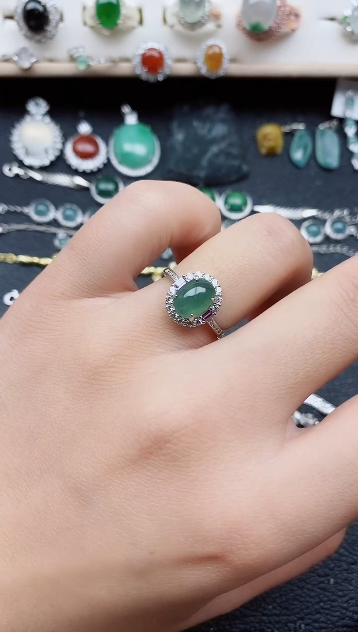 【闪购商品】翡翠戒指银S925镶嵌11111