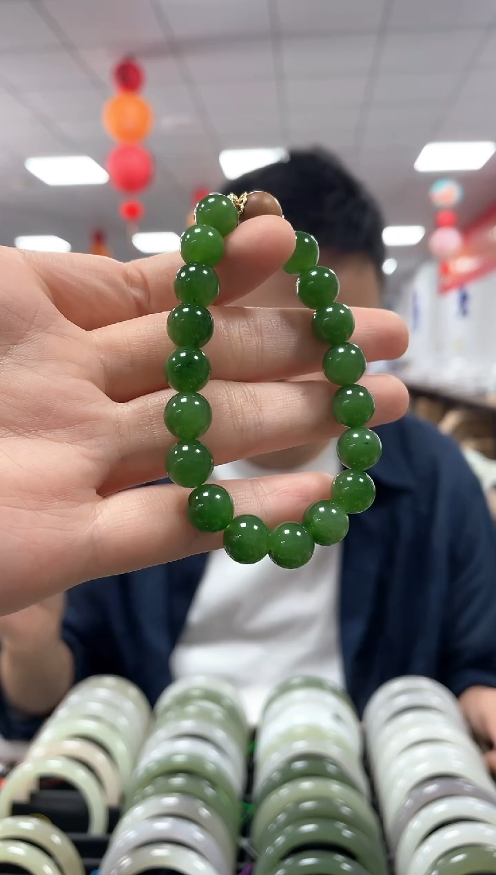 手链未镶嵌和田玉碧玉卡10手串一条