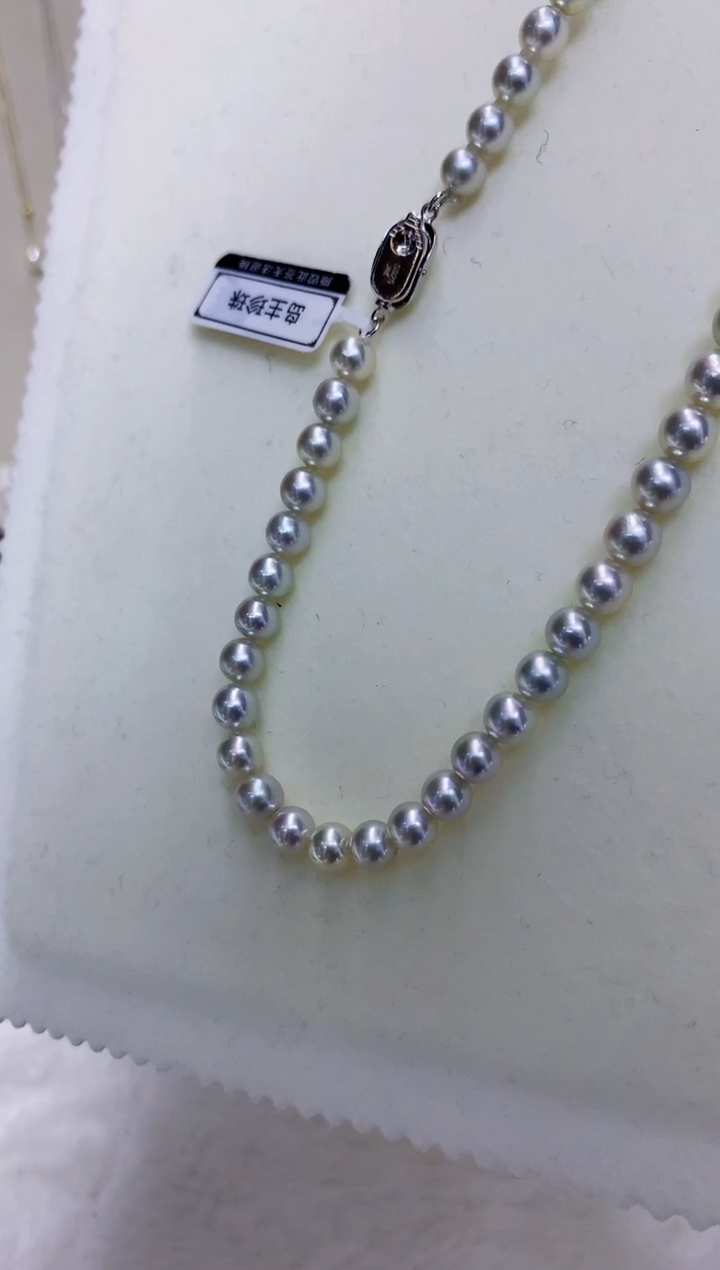 银S925镶嵌海水珍珠饰品6-6.5真多麻色满珠链