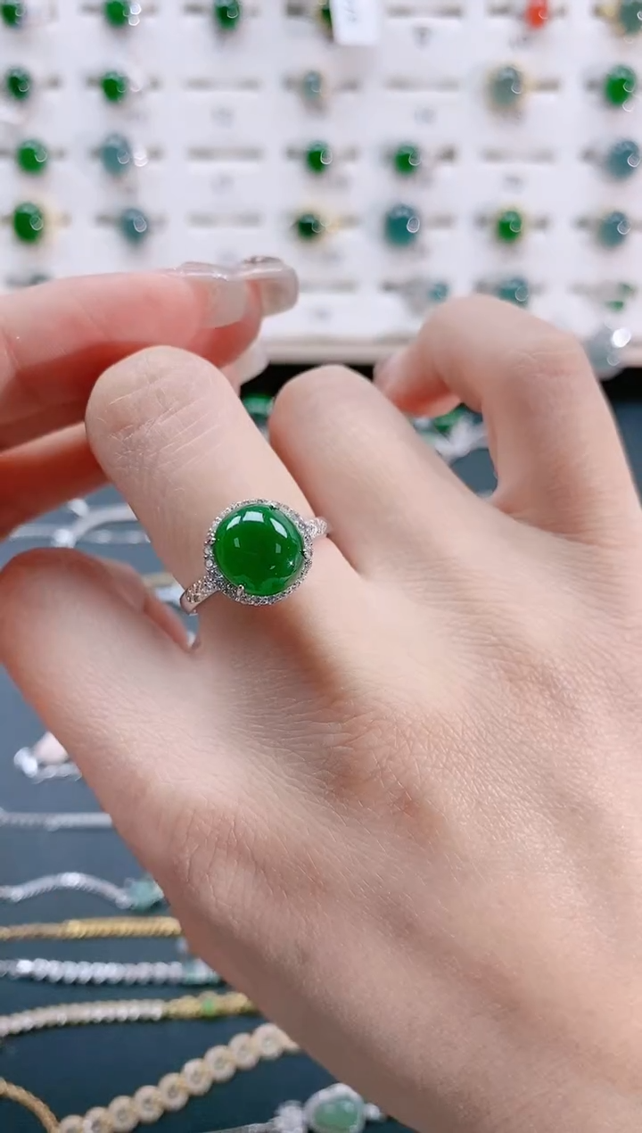 【闪购商品】翡翠戒指银S925镶嵌天然翡翠